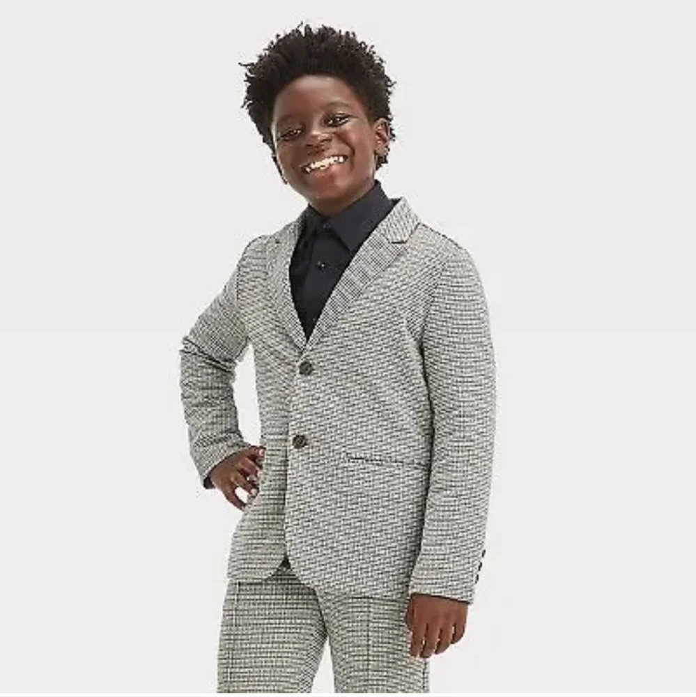 Cat & Jack Boys Houndstooth Knit Suit Jacket Stretch